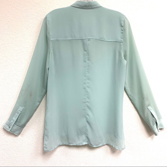 Trouve Beaded Collar Button Down Blouse - Picture 4 of 4